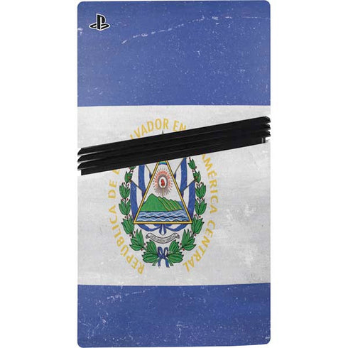 El Salvador Flag Distressed PS5 Pro Console Skin